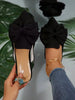 Women's Pointy Toe Bowknot Half Backless Mules, Elegant Casual Flat Slip-On Shoes, Black, Spring/Autumn,Mothers Day Gift