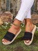 Summer New Fashion Women Strap Flip Flops Open Toe Outdoor Fashionable Beach Holiday Sandals, Viral Net Celebrity Flat Woven Straw Slip-On Beach Thong Sandals