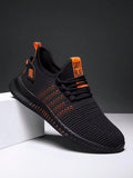 A Pair Of Men's Fashionable Breathable Knit Casual Sports Running Shoes, Suitable For Outdoor And Gym Use, All-Season And Unisex