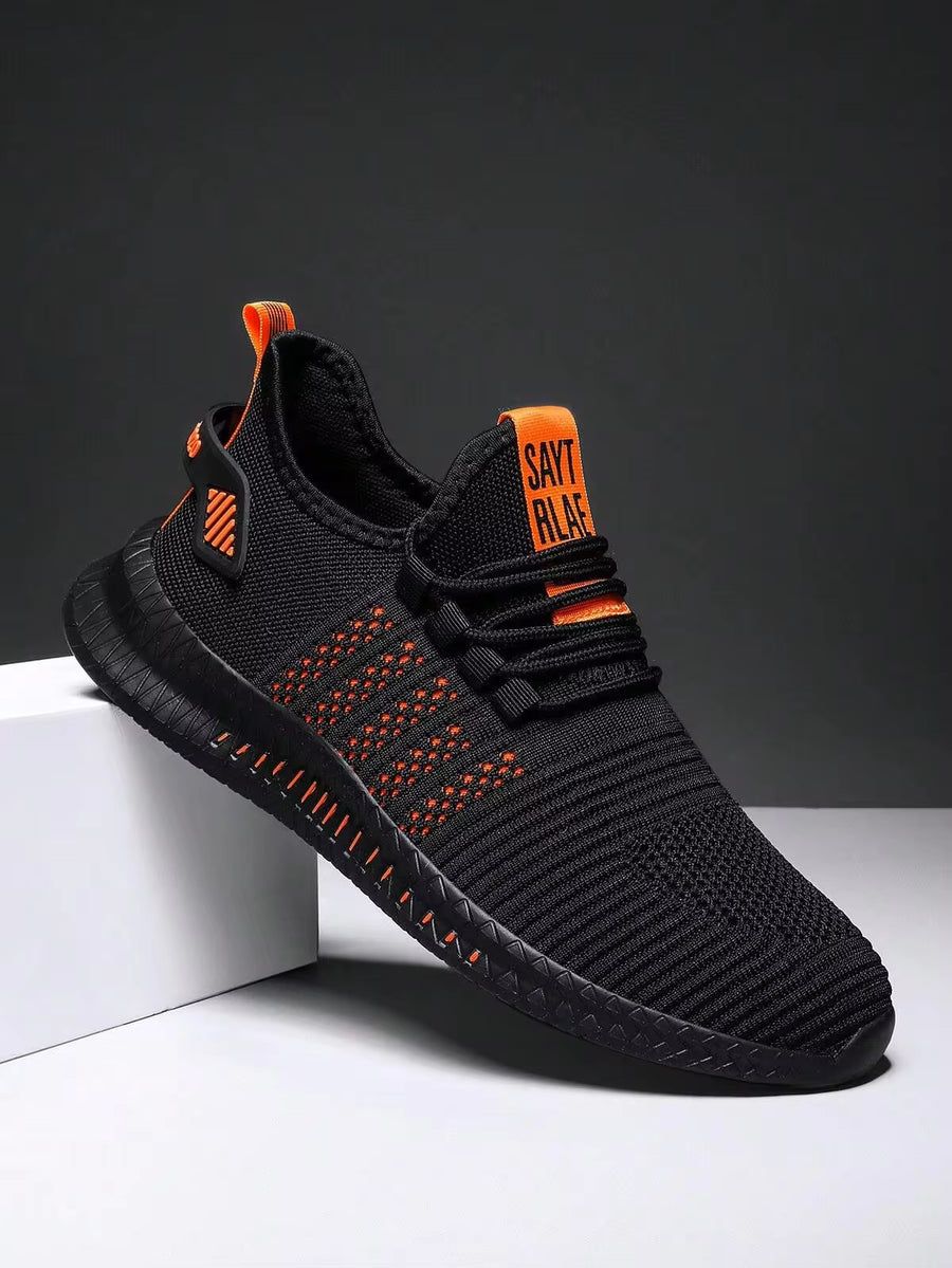 A Pair Of Men's Fashionable Breathable Knit Casual Sports Running Shoes, Suitable For Outdoor And Gym Use, All-Season And Unisex